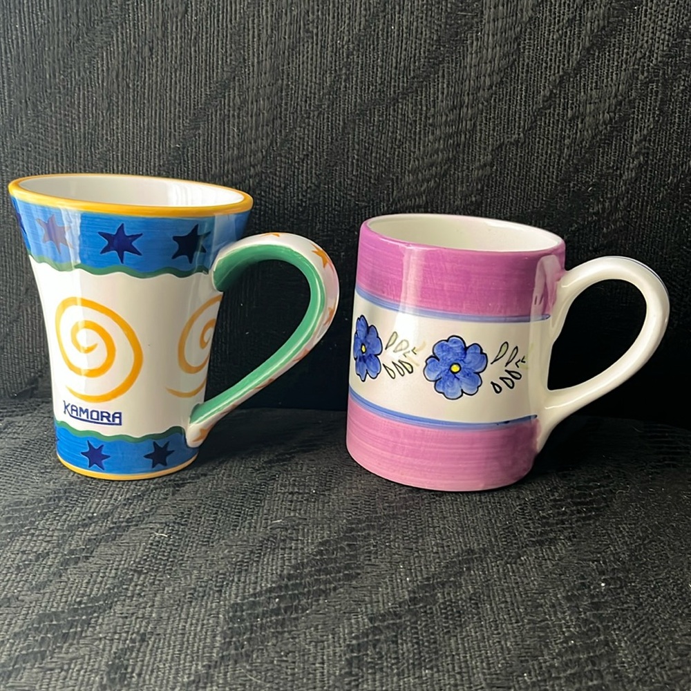 Multicolor Kamora & Hand Painted Westwood Ceramic Coffee Mugs